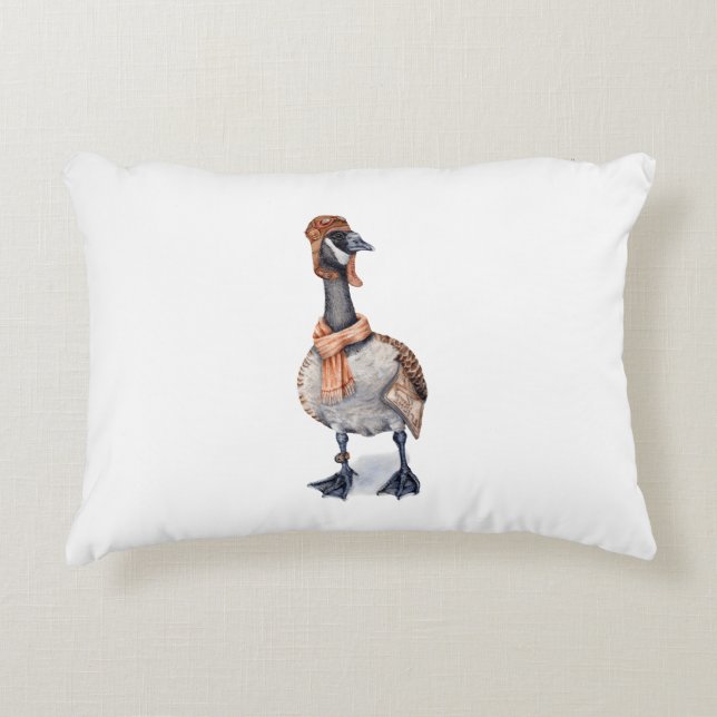 Aviator Goose Gift Wrap Decorative Cushion (Front)