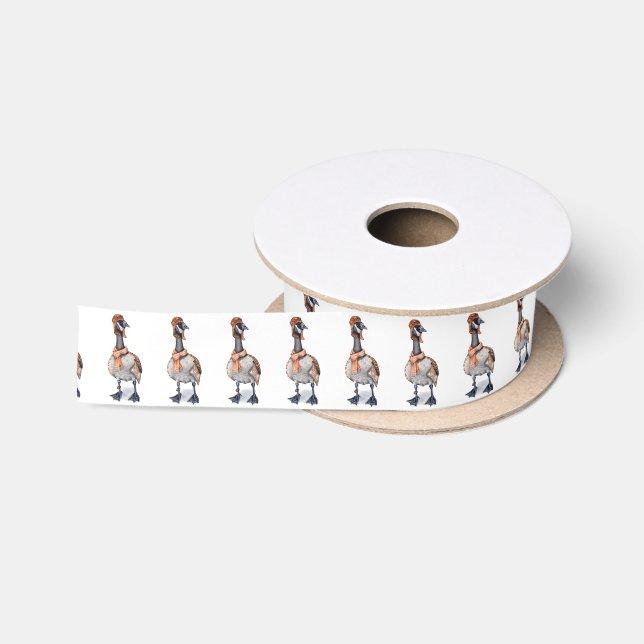 Aviator Goose Gift Wrap Satin Ribbon (Spool)