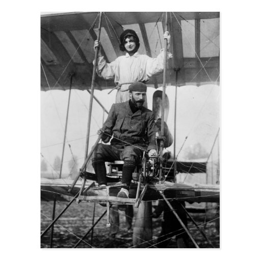Image of Aviator Henri Farman and Wife, early 1900s Postcard