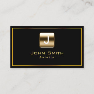 Aviator Modern Gold Logo Elegant Black Business Card