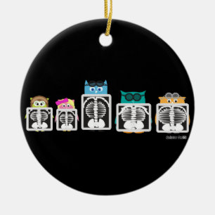 Aviator Owl XRay Ceramic Tree Decoration