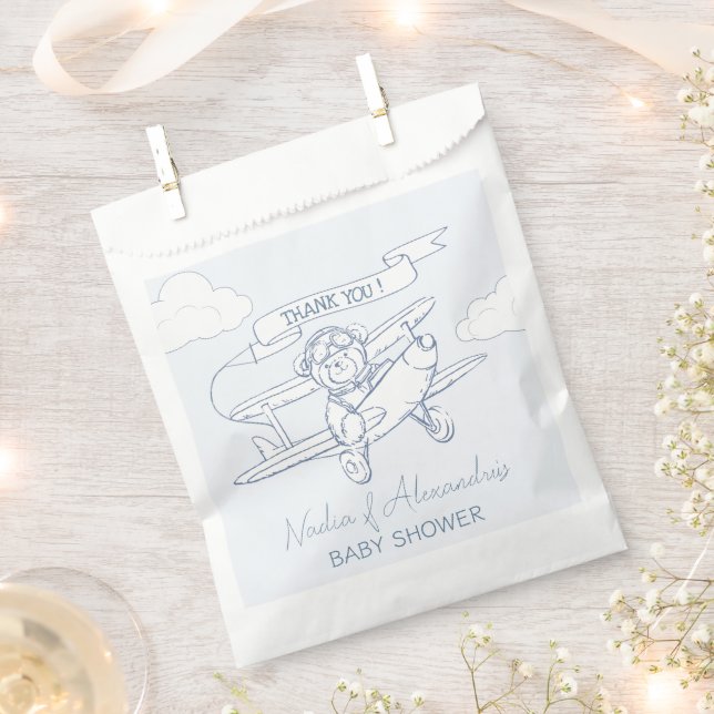 Aviator Pilot Aeroplane Precious Cargo Baby Shower Favour Bags (Clipped)