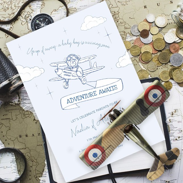 Aviator Pilot Aeroplane Precious Cargo Baby Shower Invitation (Creator Uploaded)
