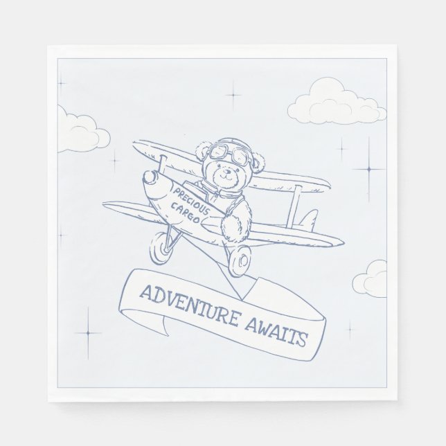 Aviator Pilot Aeroplane Precious Cargo Baby Shower Napkin (Front)