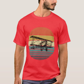 Aviator Pilot Retro Bi Plane Airplane Aviation fri T-Shirt