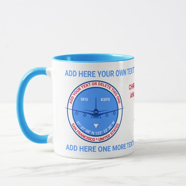 Aviator, Pilot, Traveller Tourist Customisable Mug (Left)