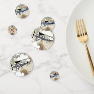Aviator Planes & Vintage World Map Confetti