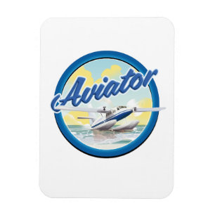 Aviator sea plane blue logo magnet
