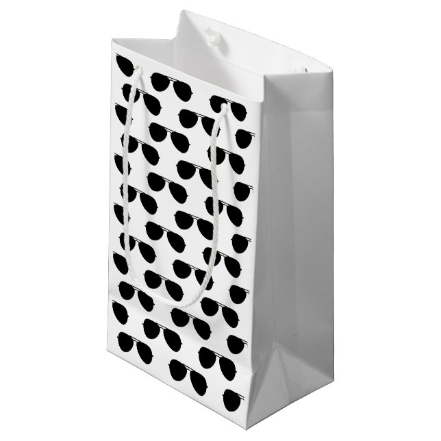 Aviator Sunglasses Pattern Flying Pilot Aeroplanes Small Gift Bag (Front Angled)