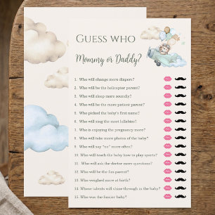 Aviator Teddy Bear Mummy or Daddy Baby Shower Game
