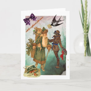 aviatrix colaged steampunk holiday card