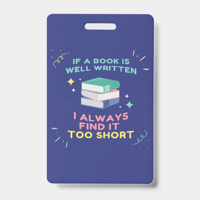 Avid Reader I - Jane Austen Quote ID Badge (Front)