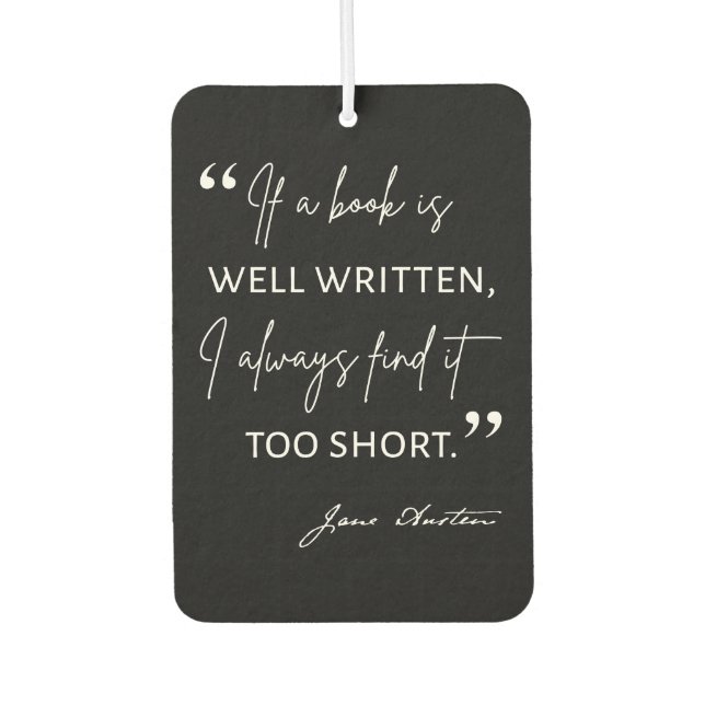 Avid Reader II - Jane Austen Quote Car Air Freshener (Front)