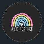 Avid Teacher Advancement Via Individual Appreciati Classic Round Sticker<br><div class="desc">Avid Teacher Advancement Via Individual Appreciation Rainbow</div>