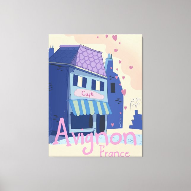 Avignon France cartoon travel poster Canvas Print (Front)