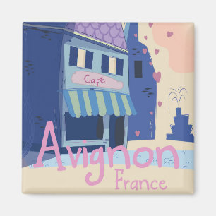 Avignon France cartoon travel poster Magnet