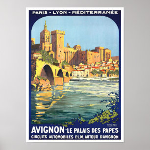 Avignon France vintage travel Poster