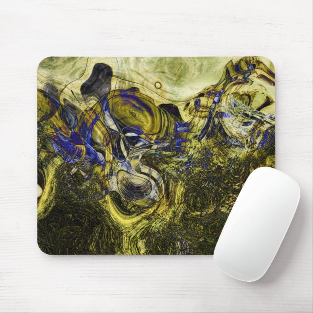 Avignon Olive Green Abstract Mouse Mat (With Mouse)