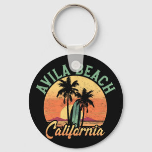 Avila Beach California Retro Surfer Vintage Beach Key Ring