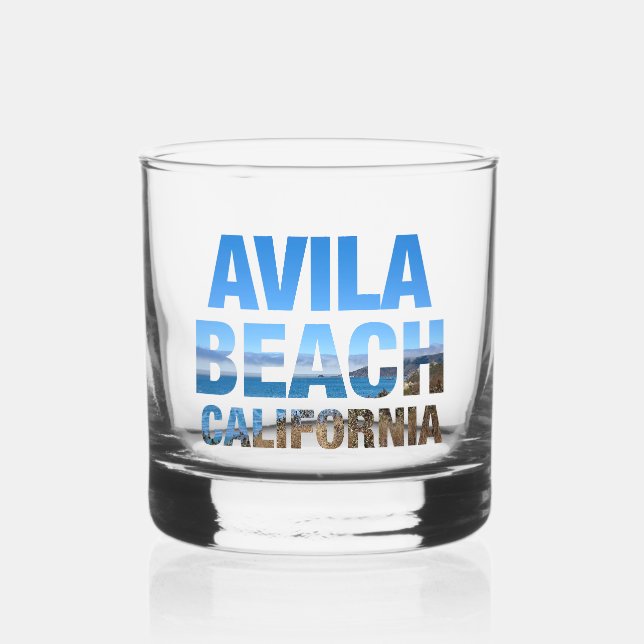 Avila Beach California Vacation Whiskey Glass (Front)
