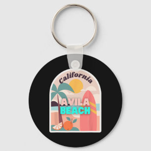 Avila Beach Retro Pastel Colours Palm Trees Sun An Key Ring