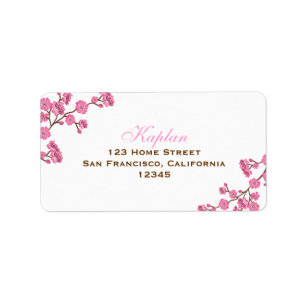 Avital Brown Pink Flowers Address Label