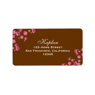 Avital Brown Pink Flowers Address Label