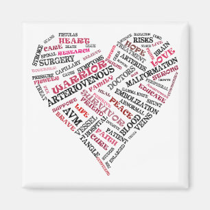AVM Awareness Word Soup Heart Magnet