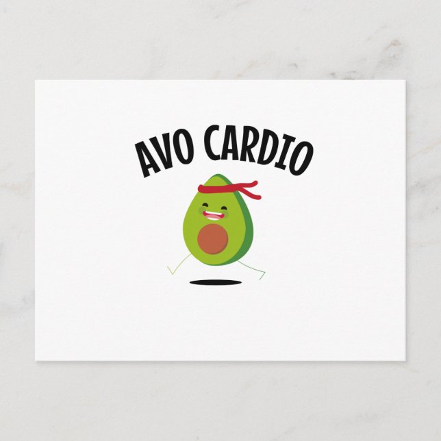 Avo Cardio Funny Avocado Workout Vegan Diet Postcard (Front)