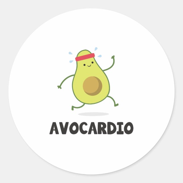 Avo Cardio Funny Workout Tropical Fruit Avocado Classic Round Sticker (Front)