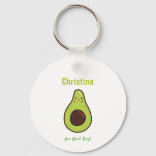 Avo Good Day Personalized Smiling Avocado    Key Ring