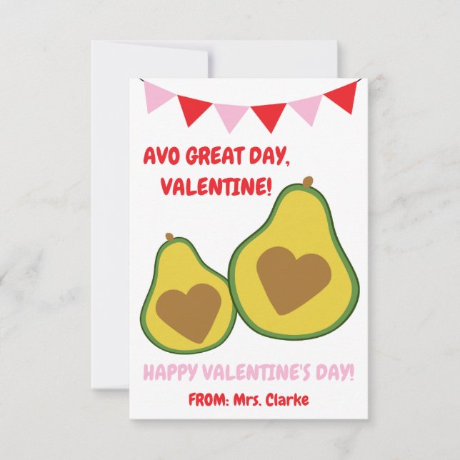 Avo Great Day! Cute Avocado Valentine's Day Card (Front)