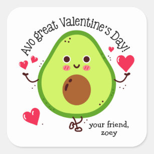 Avo Great Valentine's Day Avocado Valentine's Day Square Sticker