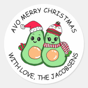 Avo Merry Christmas Avocado Humour Holiday Classic Round Sticker