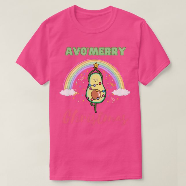 Avo merry Christmas Avocado yoga rainbow T-Shirt (Design Front)