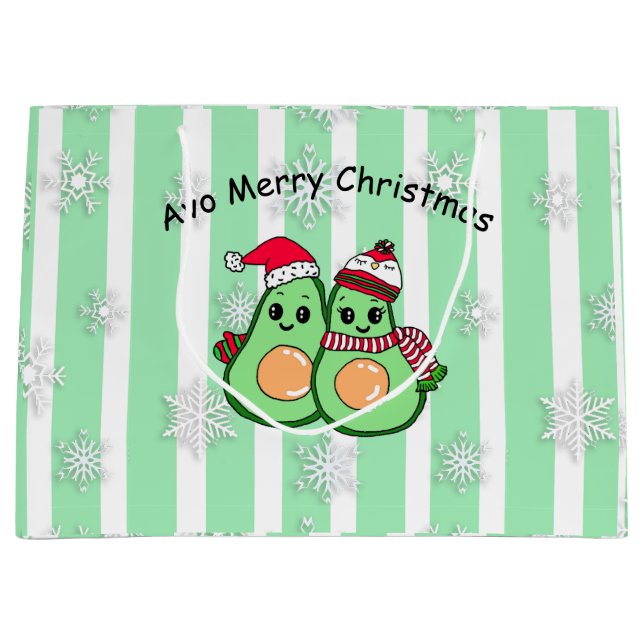Avo Merry Christmas Funny Avocados Humour Large Gift Bag (Front)