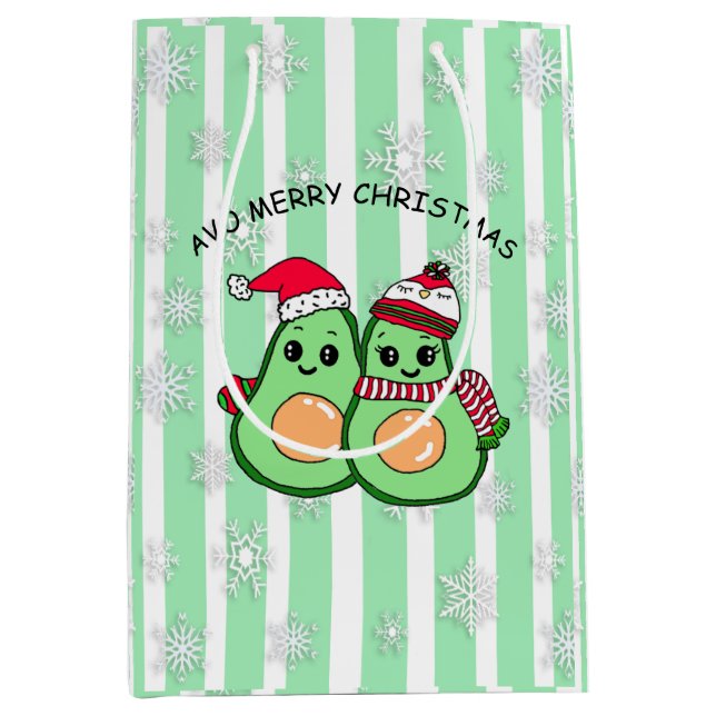 Avo Merry Christmas Funny Avocados Humour Medium Gift Bag (Front)