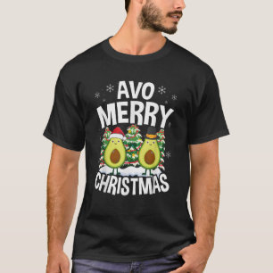 Avo Merry Christmas Tree Avocado PJ Snowman Santa  T-Shirt