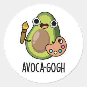 Avoca-gogh Funny Avocado Artist Pun Classic Round Sticker