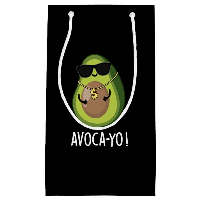 Avoca-yo Funny Cool Avocado Pun Dark BG Small Gift Bag (Front)