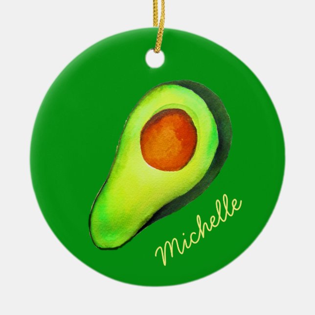 Avocado addict cute avo green ceramic tree decoration (Front)