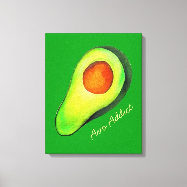 Avocado addict green cute art canvas print (Front)