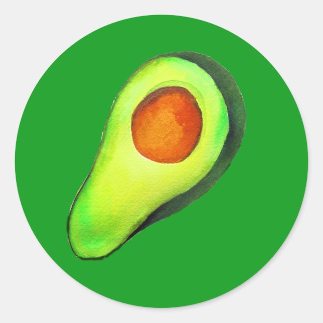 Avocado addict green cute art classic round sticker (Front)