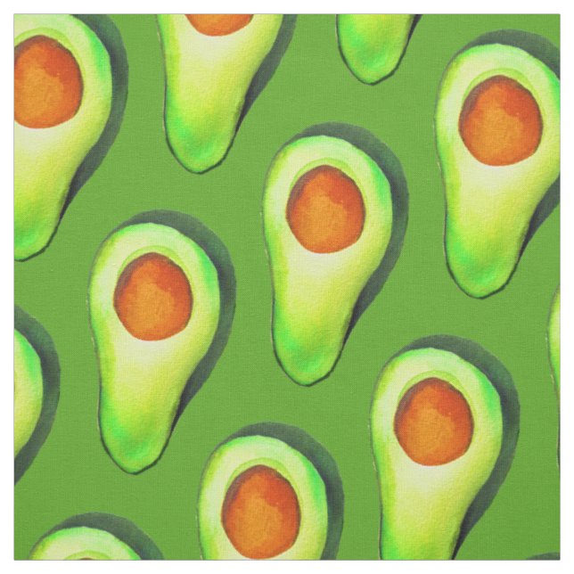 Avocado addict green cute art fabric (Swatch)