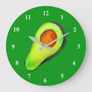 Avocado addict green cute art large clock