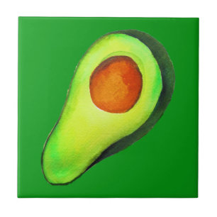 Avocado addict green cute art tile