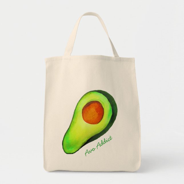 Avocado addict green cute art tote bag (Front)