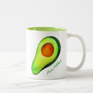 Avocado addict green cute art Two-Tone coffee mug