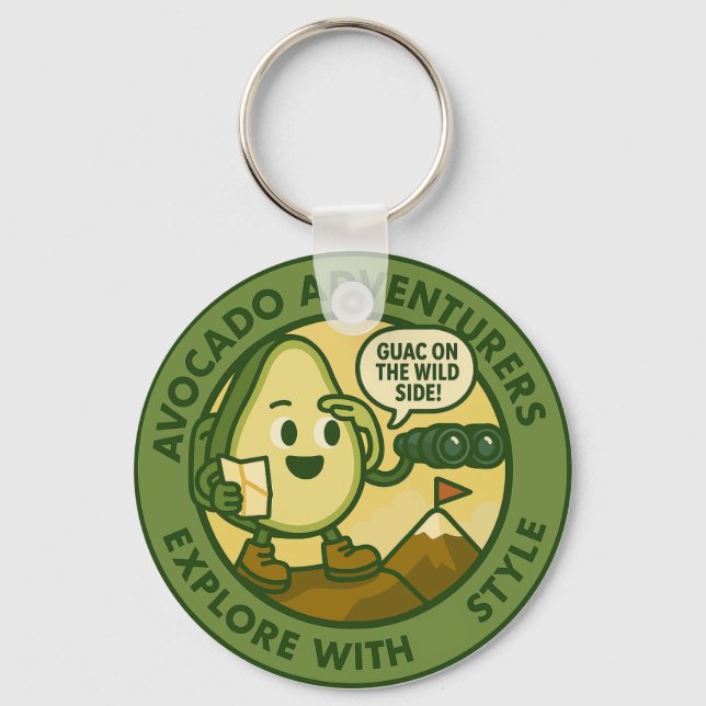 Avocado Adventurers Explore With Style Key Ring (Front)
