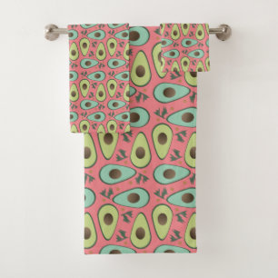 Avocado and Cilantro Salad Pattern Bath Towel Set